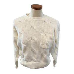 Vintage Avon cropped boxy knit sweater Cream Off White M